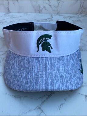 Michigan State Spartans Nike Dri-fit Adjustable Visor Cap White/Gray NCAA